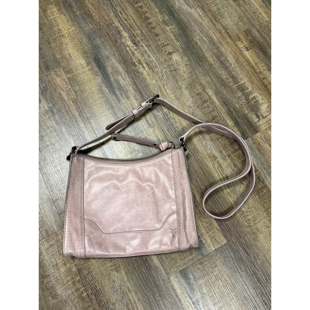 Frye Melissa Leather Crossbody Bag Dusty Rose Mauve Adjustable Strap Zip Top